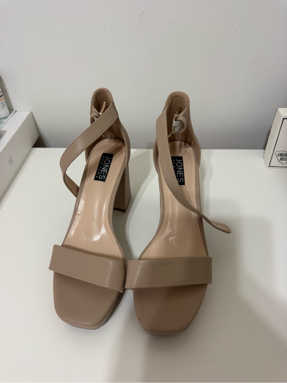 Jones New York Nude Block Heel Sandals